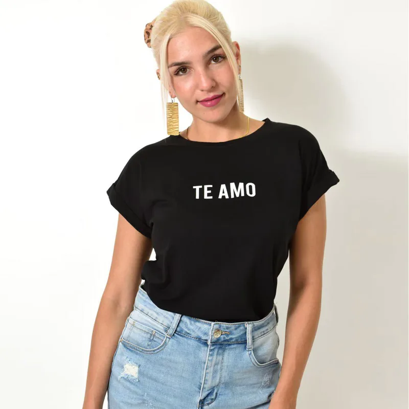 T-shirt με τύπωμα TE AMO Μαύρο 25598
