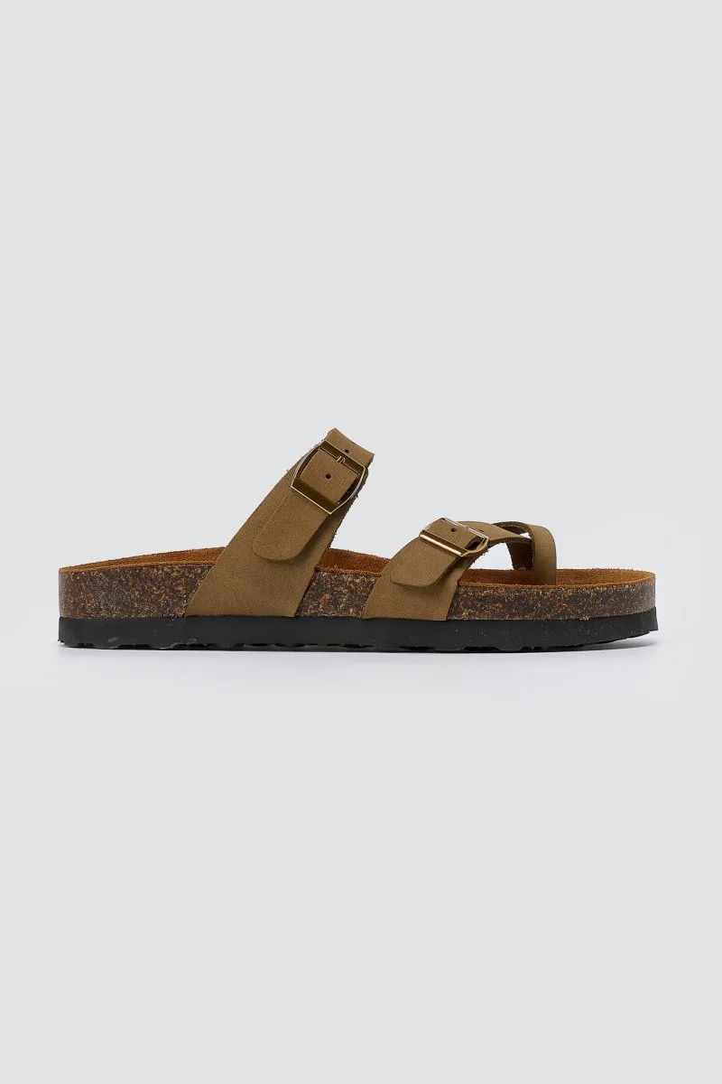 ATENEO Leather Anatomical Sandals - 6412 - Khaki