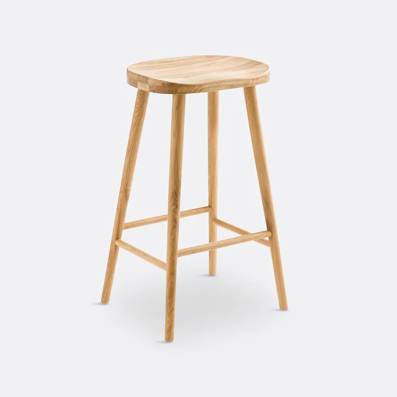 Σκαμπό μπαρ από μασίφ ξύλο δρυ Υ68 εκ. Π40xΥ68cm
