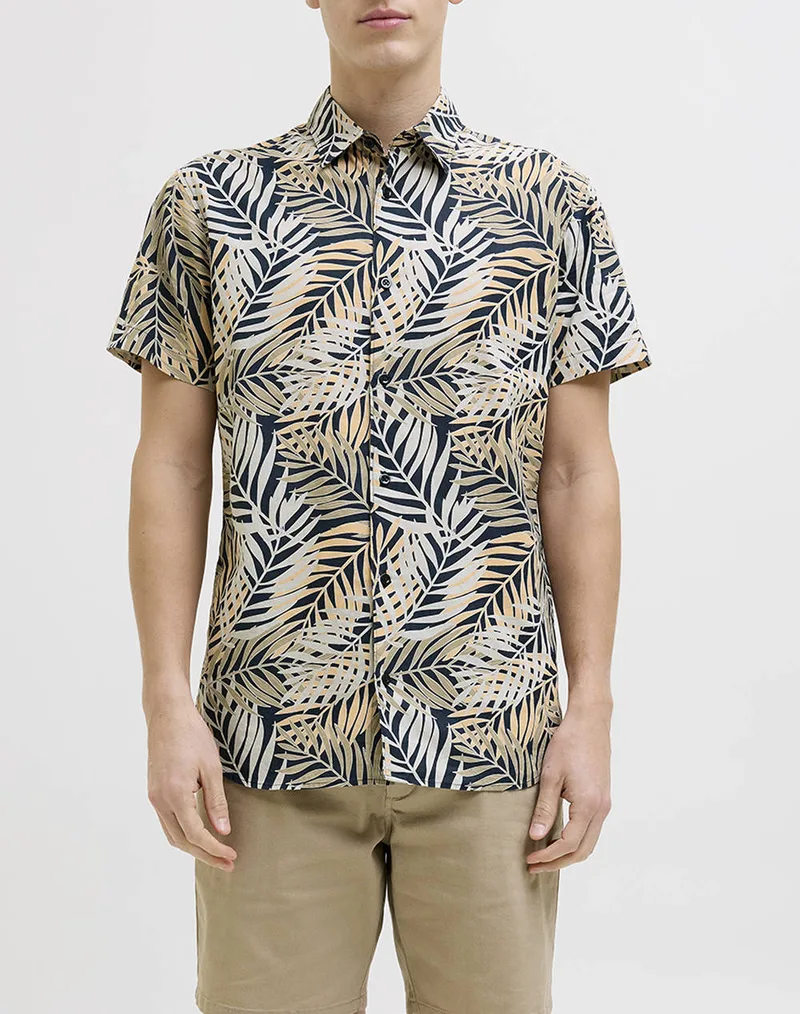 JJREBEL JREBVERDANT POPLIN SHIRT SS 12270271-Sky Captain Mixed