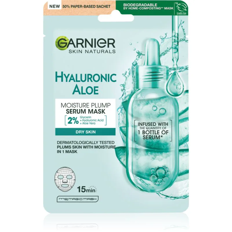 Garnier Hyaluron + Hyaluronic Aloe υφασμάτινη μάσκα ενυδάτωσης 28 γρ
