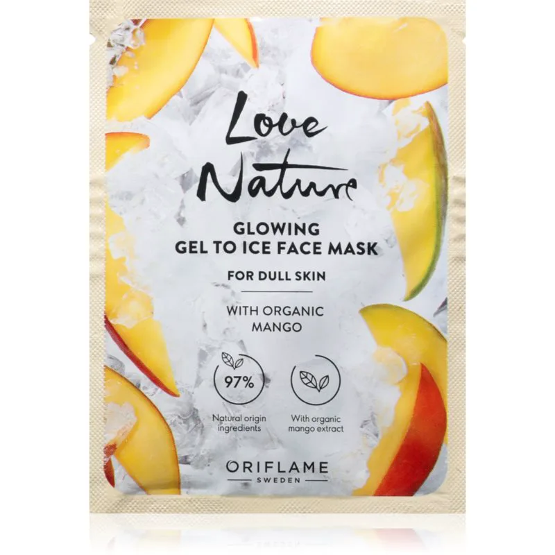Oriflame Love Nature Gel To Ice Organic Mango λαμπρυντική μάσκα προσώπου 10 ml