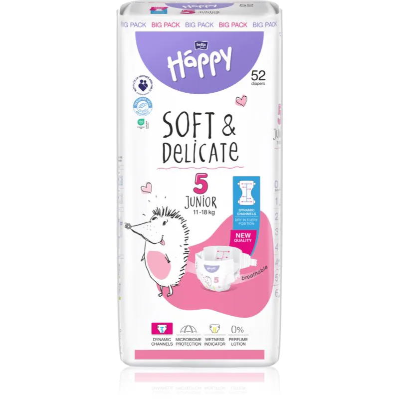 BELLA Baby Happy Soft&Delicate πάνες μίας χρήσης με κανάλια 11-18 kg 52 τμχ