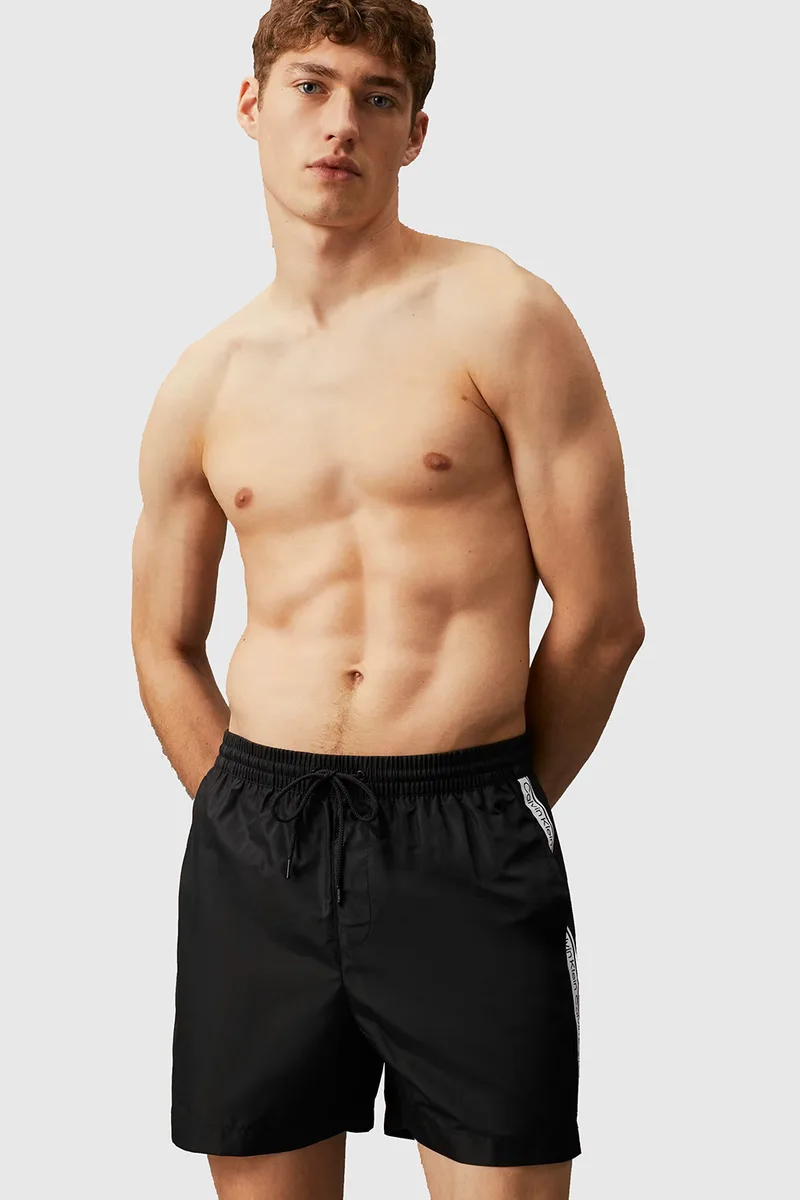 Calvin Klein ανδρικό μαγιό Medium Drawstring Swim Shorts-Logo Tape-KM0KM00741-BEH