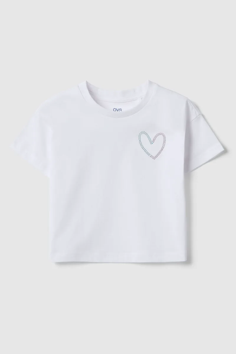 OVS παιδικό T-shirt με print Regular Fit - 002579507 Λευκό