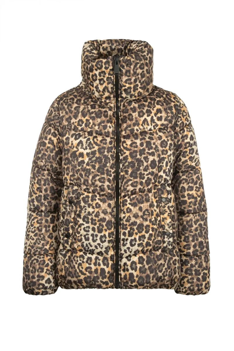 DKNY ΜΠΟΥΦΑΝ ΦΟΥΣΚΩΤΟ LEOPARD PRINT LOGO ΨΗΛΟ ΓΙΑΚΑ ΜΠΕΖ-ΜΑΥΡΟ