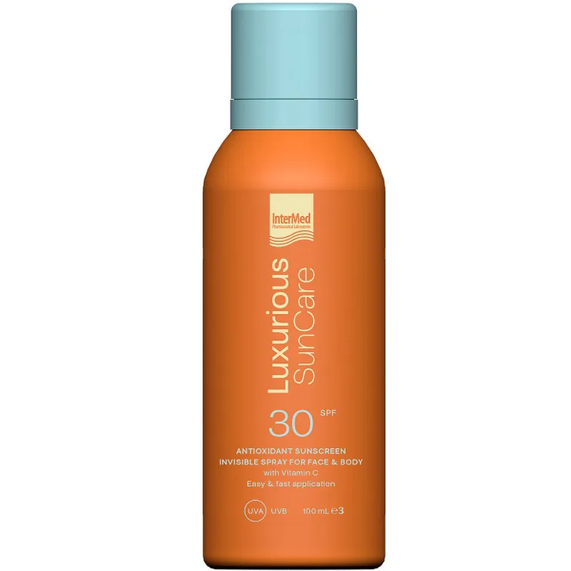 Luxurious Sun Care Antioxidant Sunscreen Invisible Spray Spf30 Travel Size Αντηλιακό Spray Προσώπου - Σώματος Υψηλής Προστασίας με Βιταμίνη C 100ml