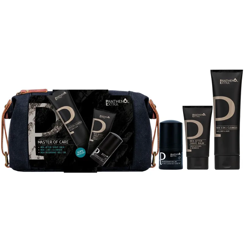 Panthenol Extra Promo Men After Shave Balm 75ml & Men 3in1 Cleanser 200ml & Deodorant Roll-On 50ml & Δώρο Νεσεσέρ 1 Τεμάχιο