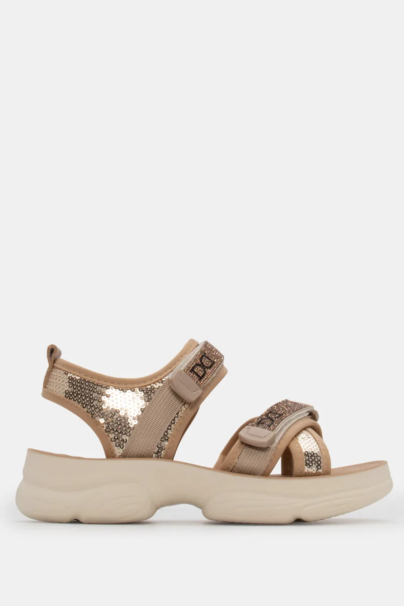 Sneakers Sandals με Λουράκια Scratch & Παγιέτα - Χρυσό