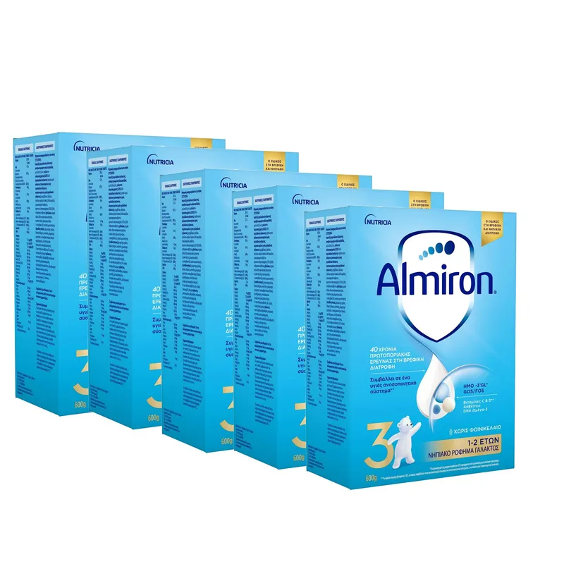 Σετ Nutricia Almiron 3 Νηπιακό Ρόφημα Γάλακτος 1-2 Ετών 5x600gr