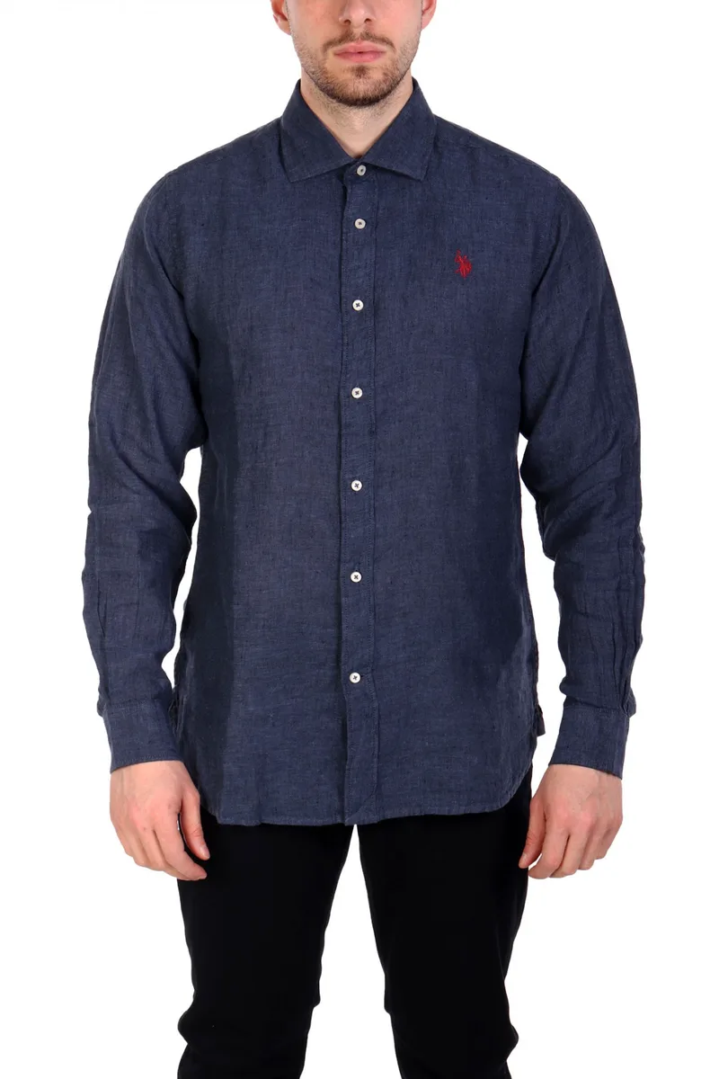 U.S.POLO ASSN ΠΟΥΚΑΜΙΣΟ SLIM FIT ΜΠΛΕ