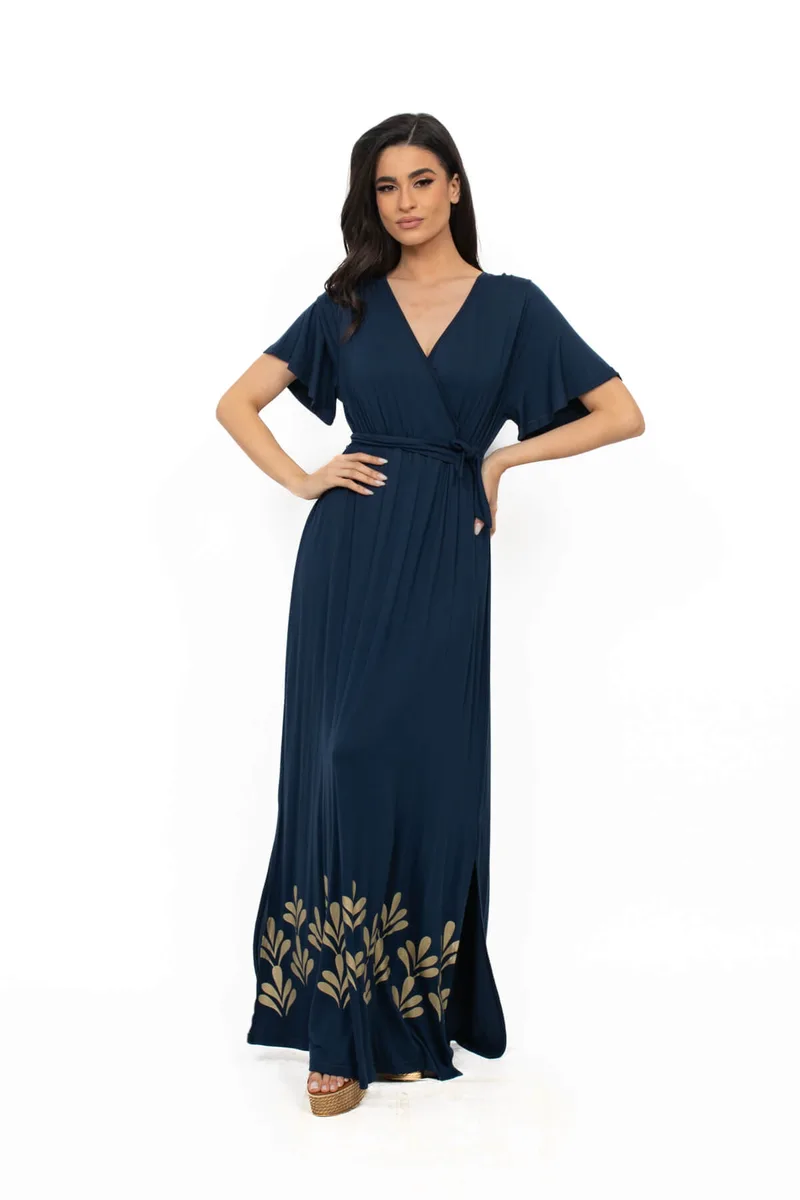 ΦΟΡΕΜΑ PLUS SIZE ΚΡΟΥΑΖΕ ΜΕ ΤΥΠΩΜΑ ΜΠΛΕ