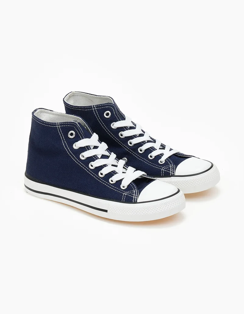 Basic ψηλά sneakers πάνινα - Μπλε
