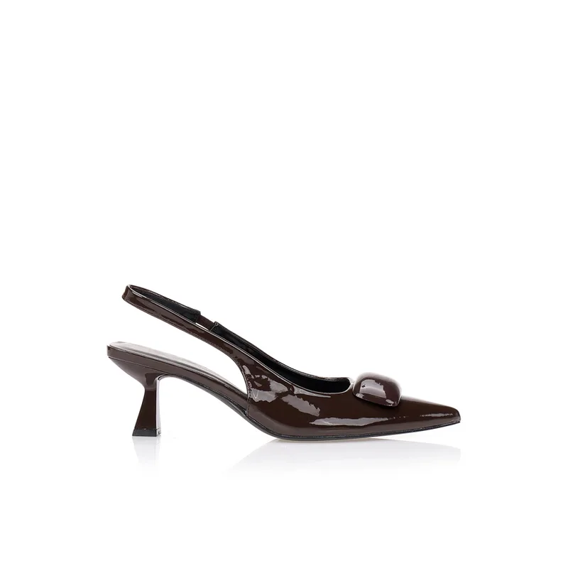 Γόβες καφέ slingback με αγκράφα ΚΑΦΕ
