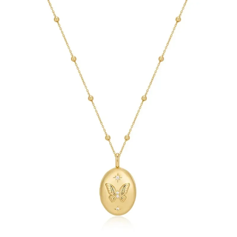 Κολιέ με φωτογραφοθήκη Ania Haie 925 Χρυσό Butterfly Locket N073-08G N073-08G Ασήμι