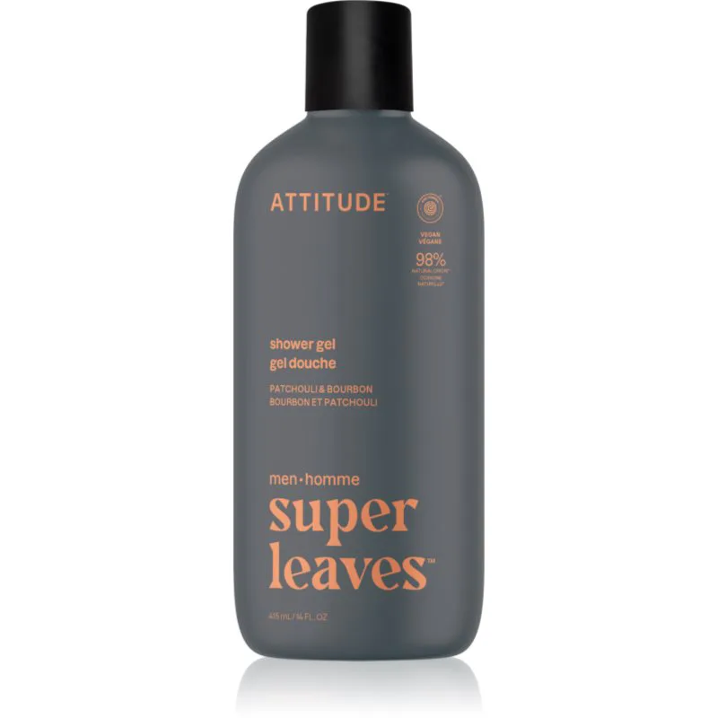 Attitude Super Leaves Men Shower Gel τζελ για ντους για άντρες Patchouli & Bourbon 415 ml