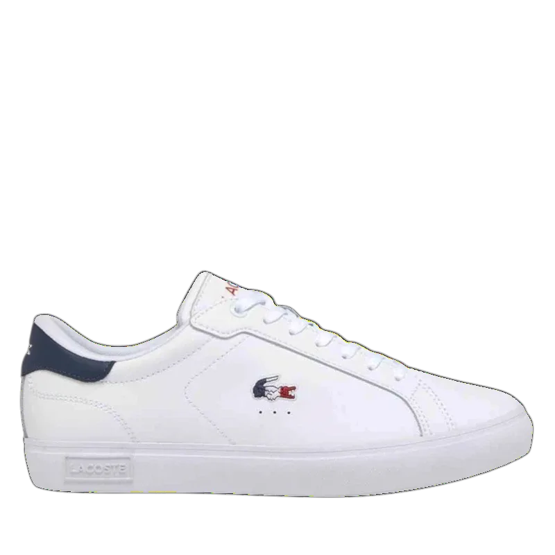 Lacoste Ανδρικά Δερμάτινα Sneakers Powercourt 49SMA0080407 WHT/NVY/RED Λευκό