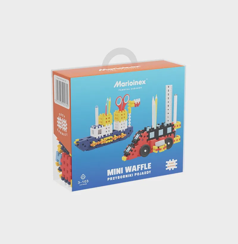 Παιχνίδι με τουβλάκια Marioinex Mini Waffle Organizer - Vehicles (140 τμχ.)