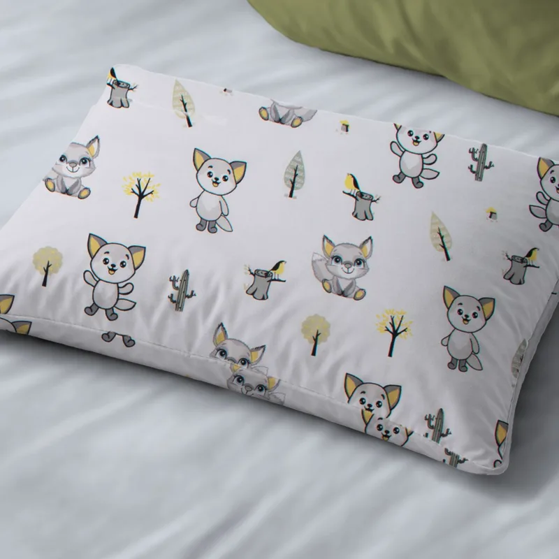 Βρεφική Μαξιλαροθήκη (35x45) Dimcol Baby Foxes 595 White - Grey