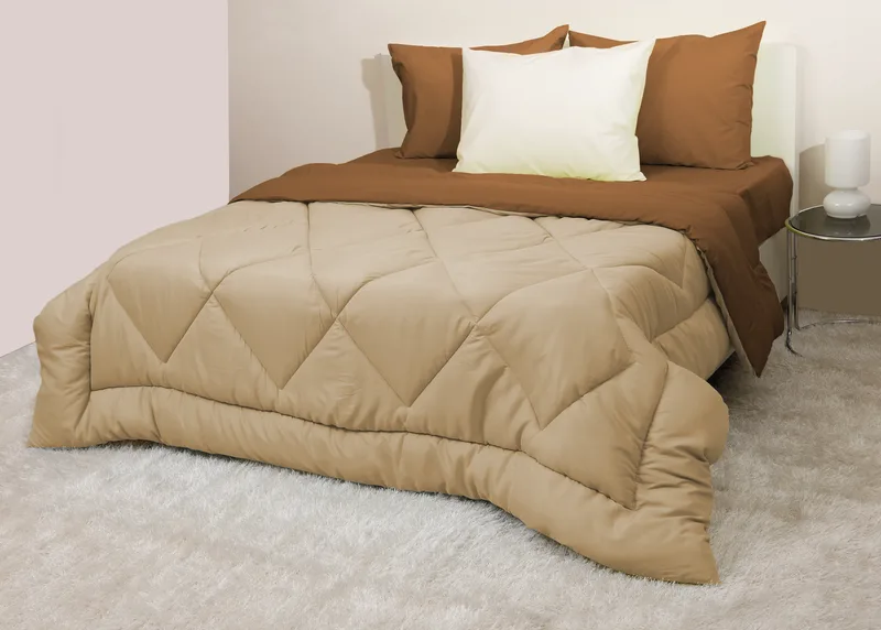 Κουβερτώριο Δίχρωμο Υπέρδιπλο 220x240 Microfiber Μπεζ/Καφέ
