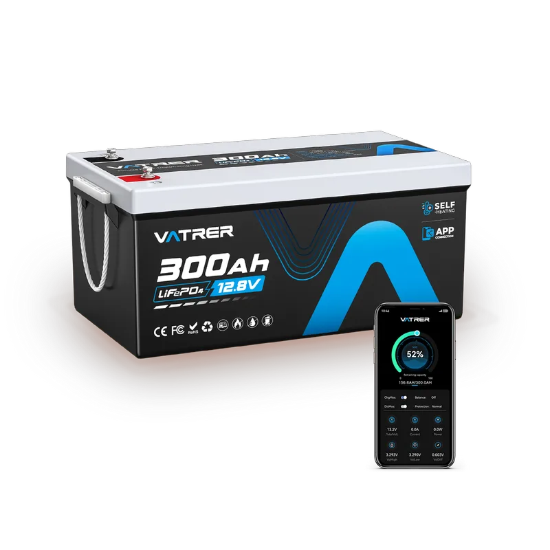 Vatrer 12V 300AH LiFePO4 Lithium RV Battery with Self-Heating