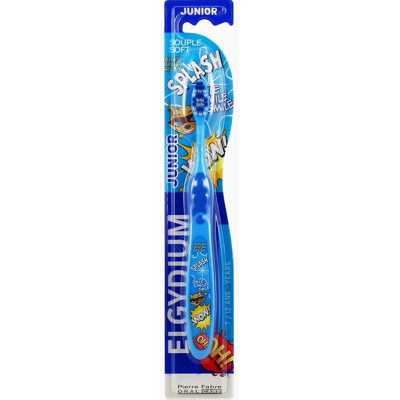 Elgydium Junior Racoon Soft Toothbrush Μαλακή Οδοντόβουρτσα με τον Ήρωα Μασκοφόρο Ρακούν για Παιδιά από 7 Έως 12 Ετών 1 Τεμάχιο - Μπλε