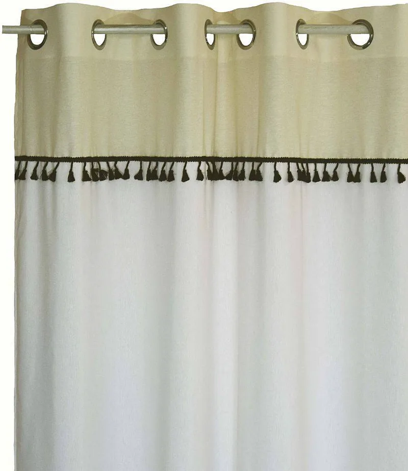 ΚΟΥΡΤΙΝΑ ΜΕ ΤΡΟΥΚΣ DECOCRAFT ΛΟΝΕΤΑ BOHO ΕΚΡΟΥ ΛΕΥΚΟ 140X260CM