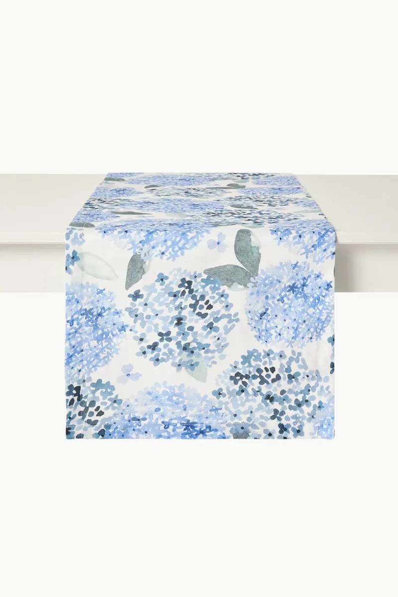 Coincasa βαμβακερό ράνερ με τύπωμα ορτανσίας 40 x 140 cm - 006813065 Μπλε Ανοιχτό