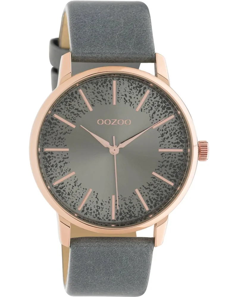OOZOO Timepieces Q3 - C10718, Rose Χρυσό case with Grey Leather Strap