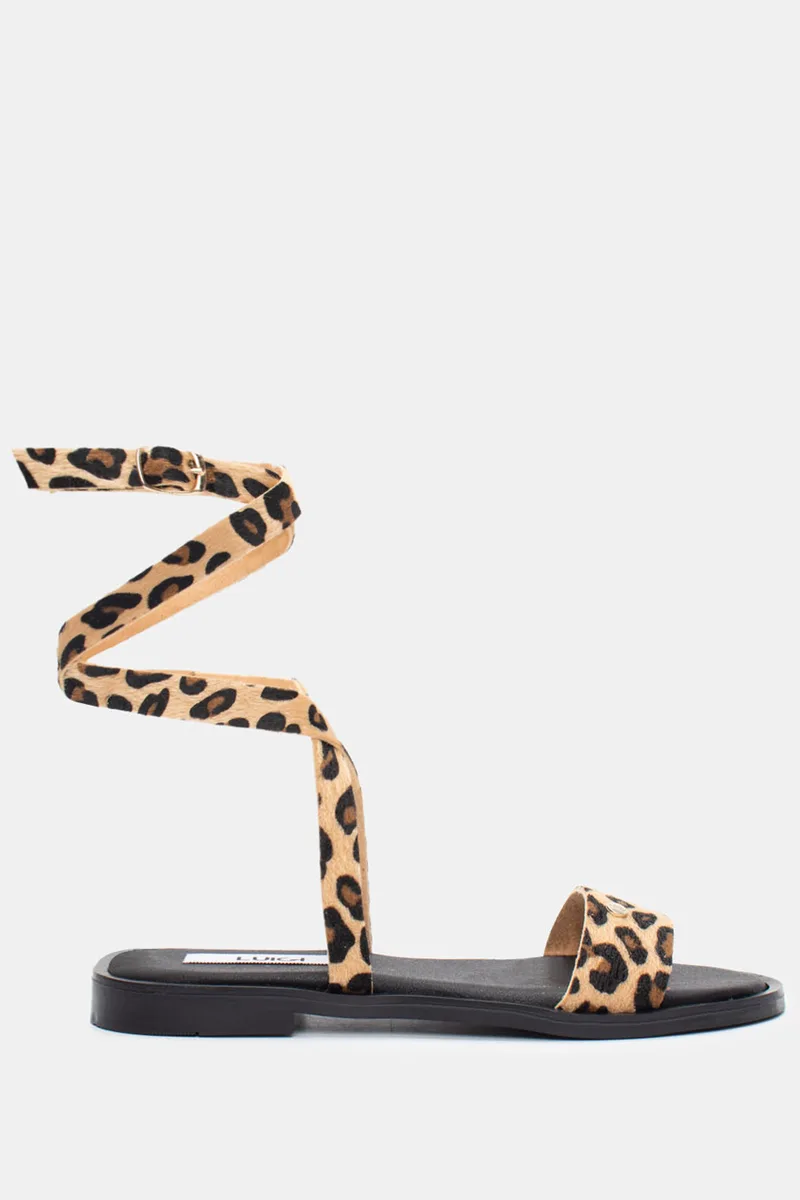 LUIGI DESIGN - Flat Σανδάλια με Στριφτό Λουράκι - Animal Print