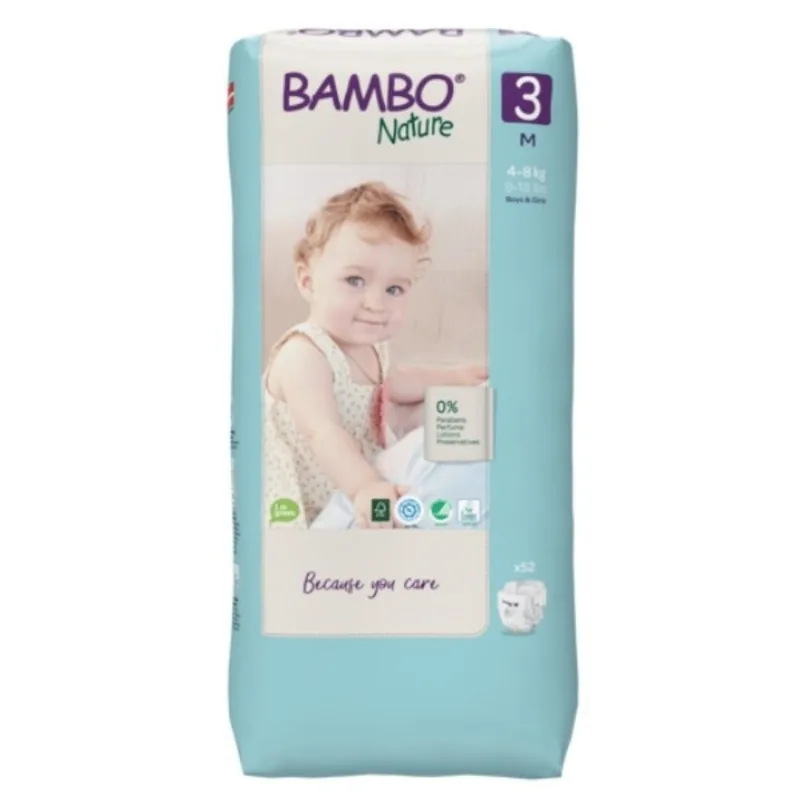 Bambo Natura Diapers M Size 3 from 4 to 8 kg x52
