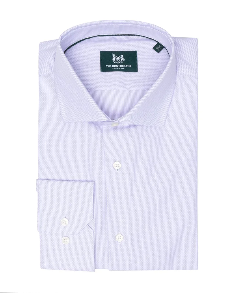 THE BOSTONIANS ΠΟΥΚΑΜΙΣΟ DOBBY CUSTOM FIT Semi-Rex Custom Fit 3ANP2469-LILAC Lilac