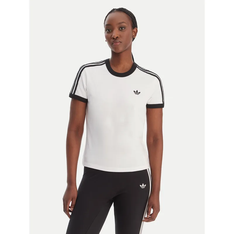 adidas T-Shirt 3-Stripes KD3683 Λευκό Slim Fit