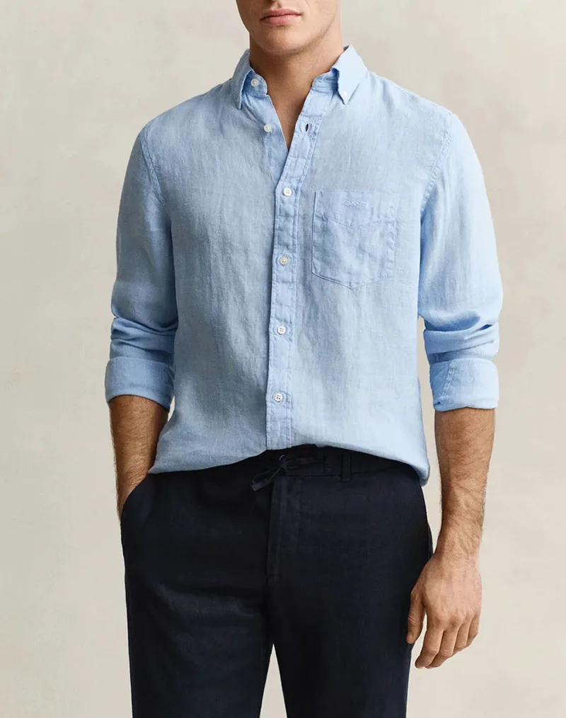 GANT ΠΟΥΚΑΜΙΣΟ ΜΜ REG GMNT DYED LINEN SHIRT 3G3240120-450 LightBlue