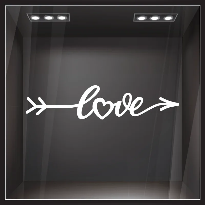 Aυτοκόλλητο βιτρίνας LOVE LETTERING IN FORM ARROW