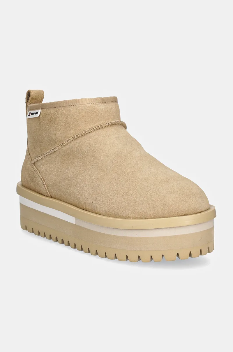 Μπότες χιονιού σουέτ Tommy Jeans TJW SUEDE FLATFORM BOOT WL