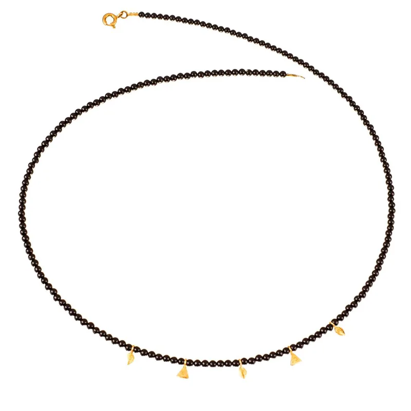 Κολιέ Επίχρυσο 925 με μαύρo όνυχα Gatsa 42cm κωδ ΚΛ0575