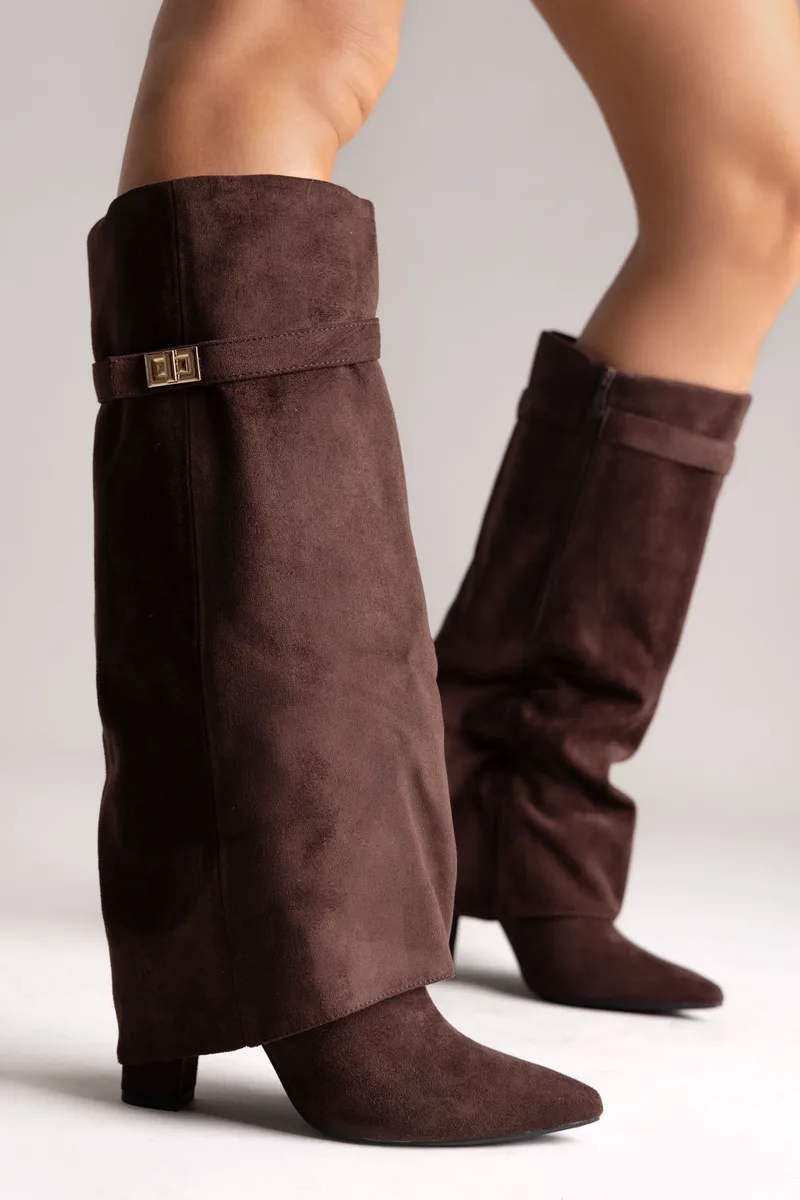 Stephan Gaiter Boots High Block Heel - LQ-136 - Brown Suede