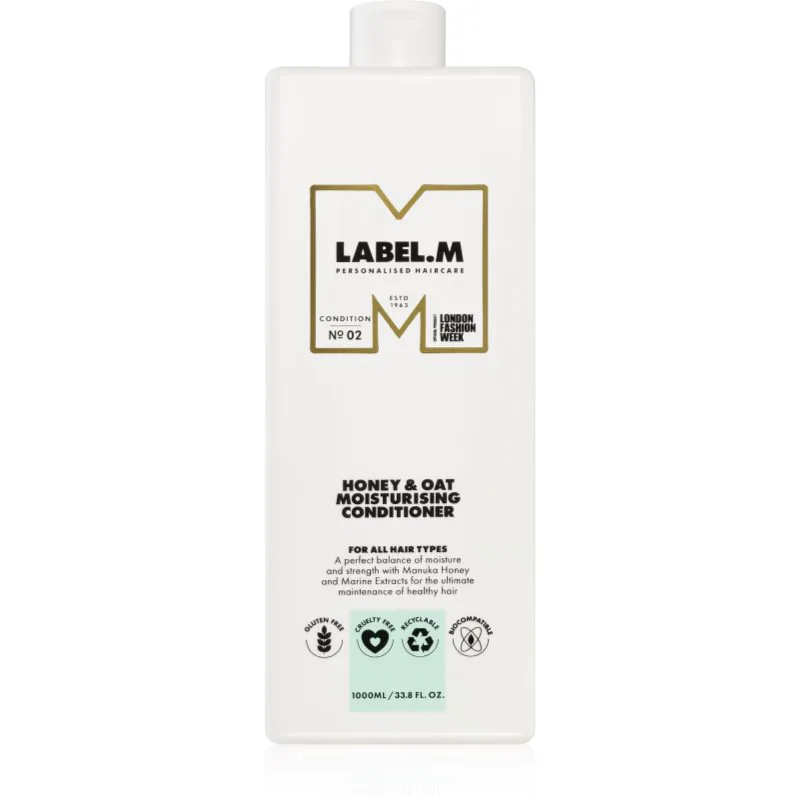 label.m Honey & Oat ενυδατικό μαλακτικό για καθημερινή χρήση 1000 ml
