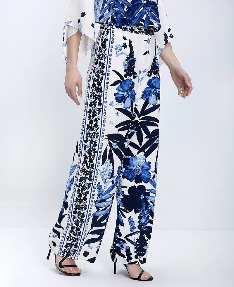 Diana D Γυναικείο Παντελόνι Με Φλοράλ Σχέδιο Wide Leg Fit