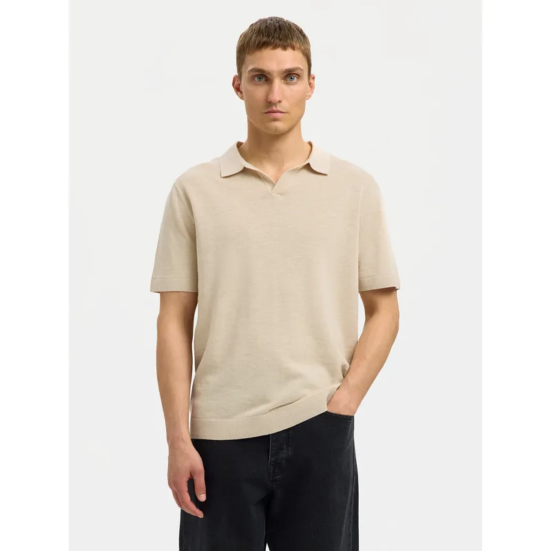 Selected Homme Polo Mattis 16096197 Μπεζ Regular Fit
