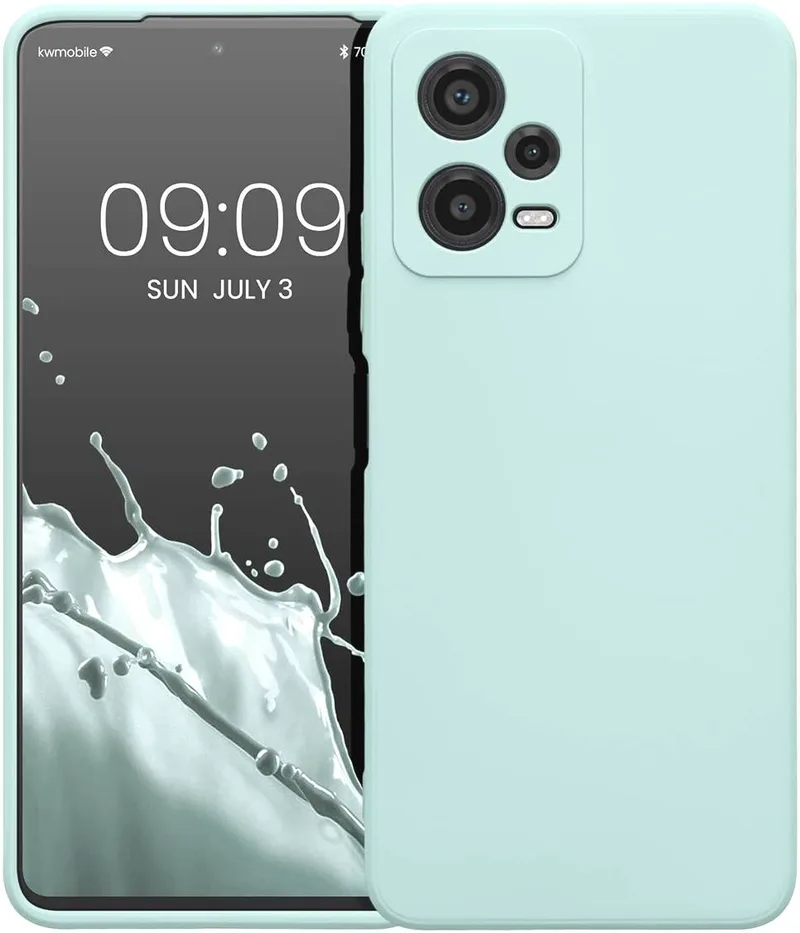 KWmobile Soft Slim Flexible Rubber Cover with Camera Protector - Θήκη Σιλικόνης Xiaomi Redmi Note 12 5G / Poco X5 με Πλαίσιο Κάμερας - Cool Mint (61169.200)