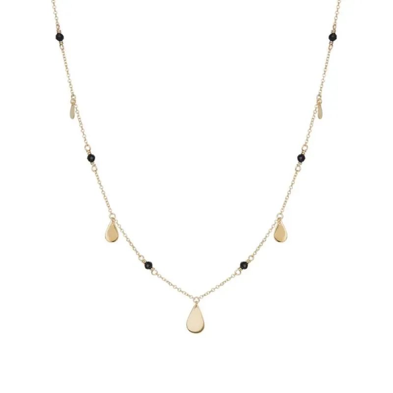 Χρυσό κολιέ Black spinel Κ9 με πουάρ μοτίφ 046290 046290 Χρυσός 9 Καράτια