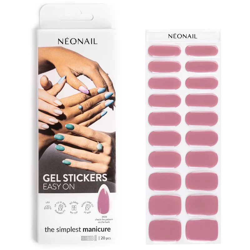 NEONAIL Easy On Gel Stickers Αυτοκόλλητα νυχιών με χρήση λάμπας UV/LED απόχρωση M08 20 τμχ