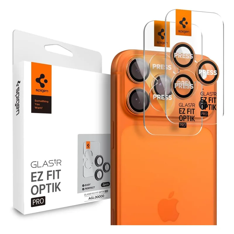 (2-Pack) Spigen Glass tR EZ Fit Optik ProXL Camera Lens Protector Πορτοκαλί iPhone 17 Pro Max