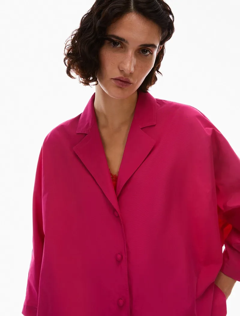 PennyBlack Πουκάμισο Oversized Ταφτάς σε Φούξια