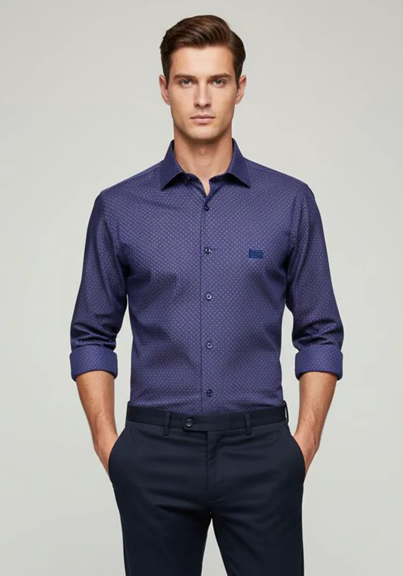 Guy Laroche Πουκάμισο της σειράς Micro - GLEW28272 CL 1 Blue