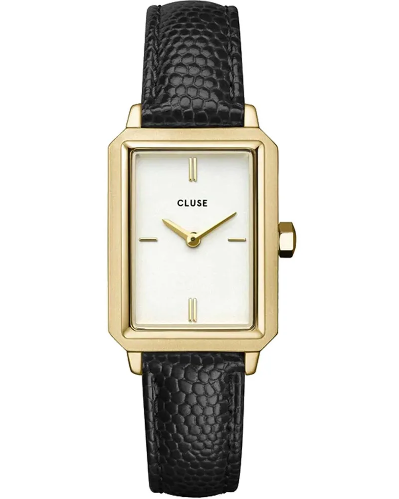 CLUSE Fluette - CW11504, Χρυσό case with Black Leather Strap