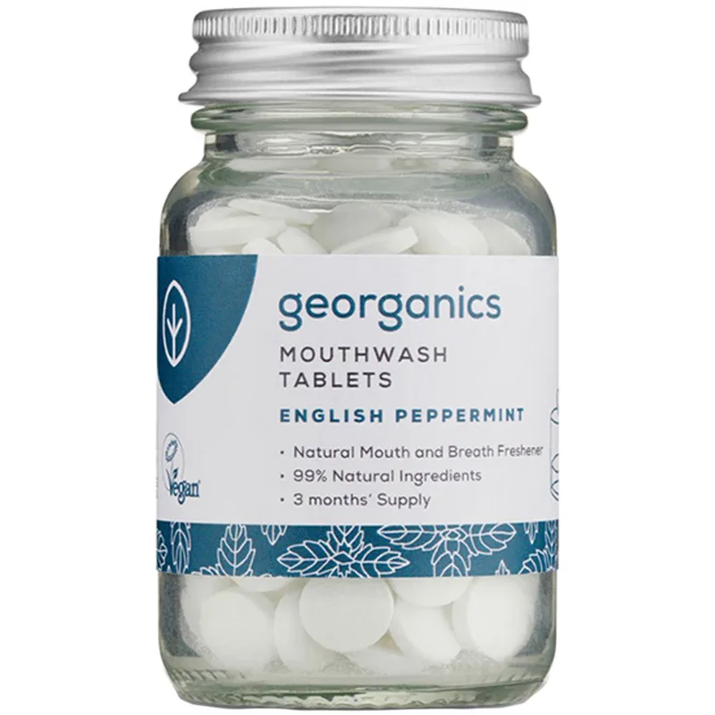 Georganics English Peppermint Mouthwash Στοματικό Διάλυμα σε Δισκία με Γεύση Μέντα 180Tabs
