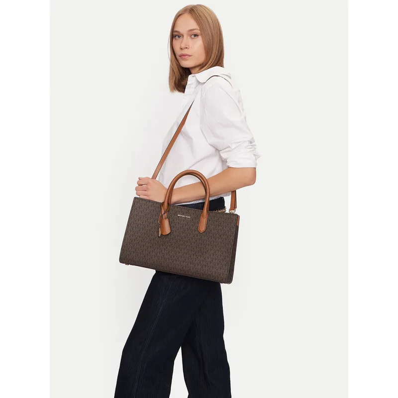 Τσάντα MICHAEL Michael Kors Scarlett Medium Signature Logo Satchel 30F4GETS2B Καφέ